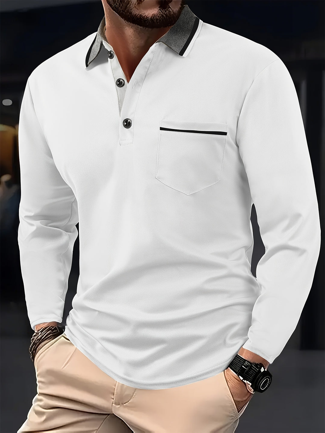 MURRAY - Stijlvolle heren polo met lange mouwen