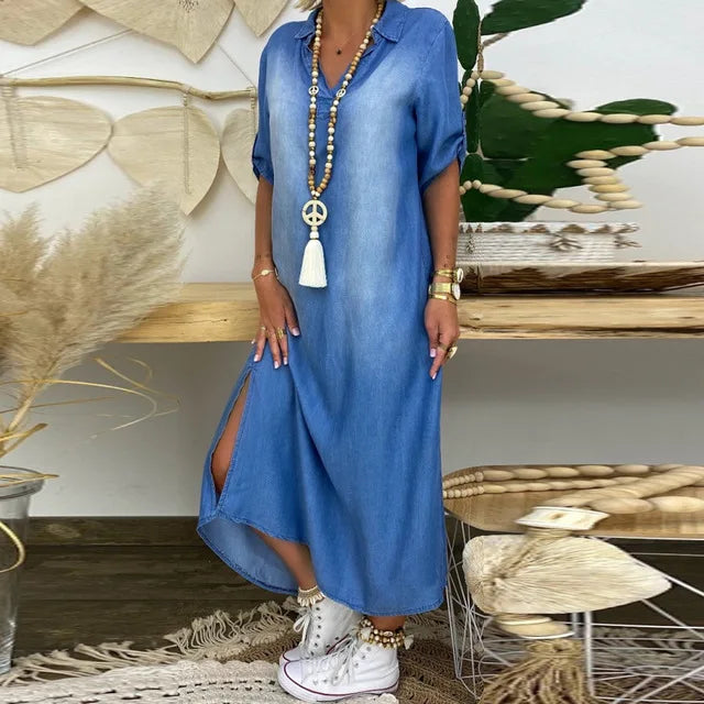 ELVA – Maxi-jurk denimlook