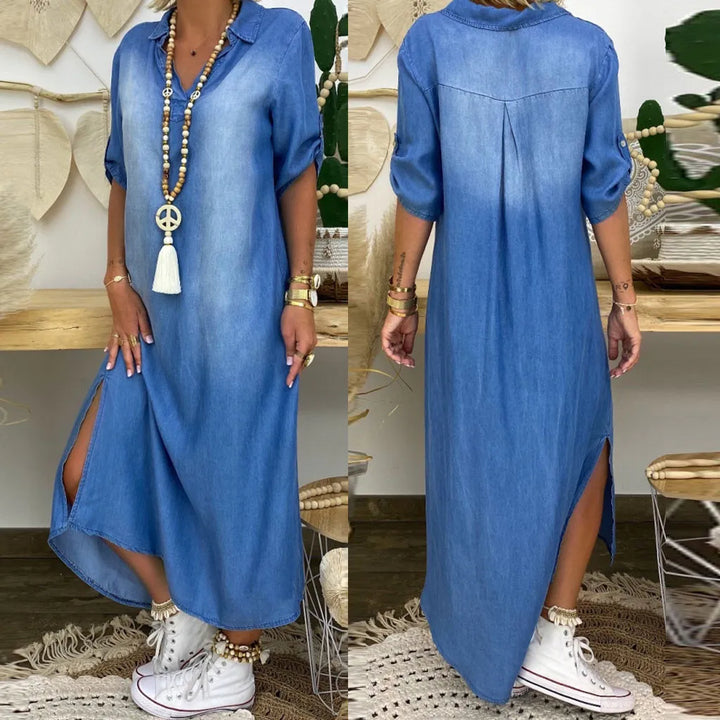 ELVA – Maxi-jurk denimlook