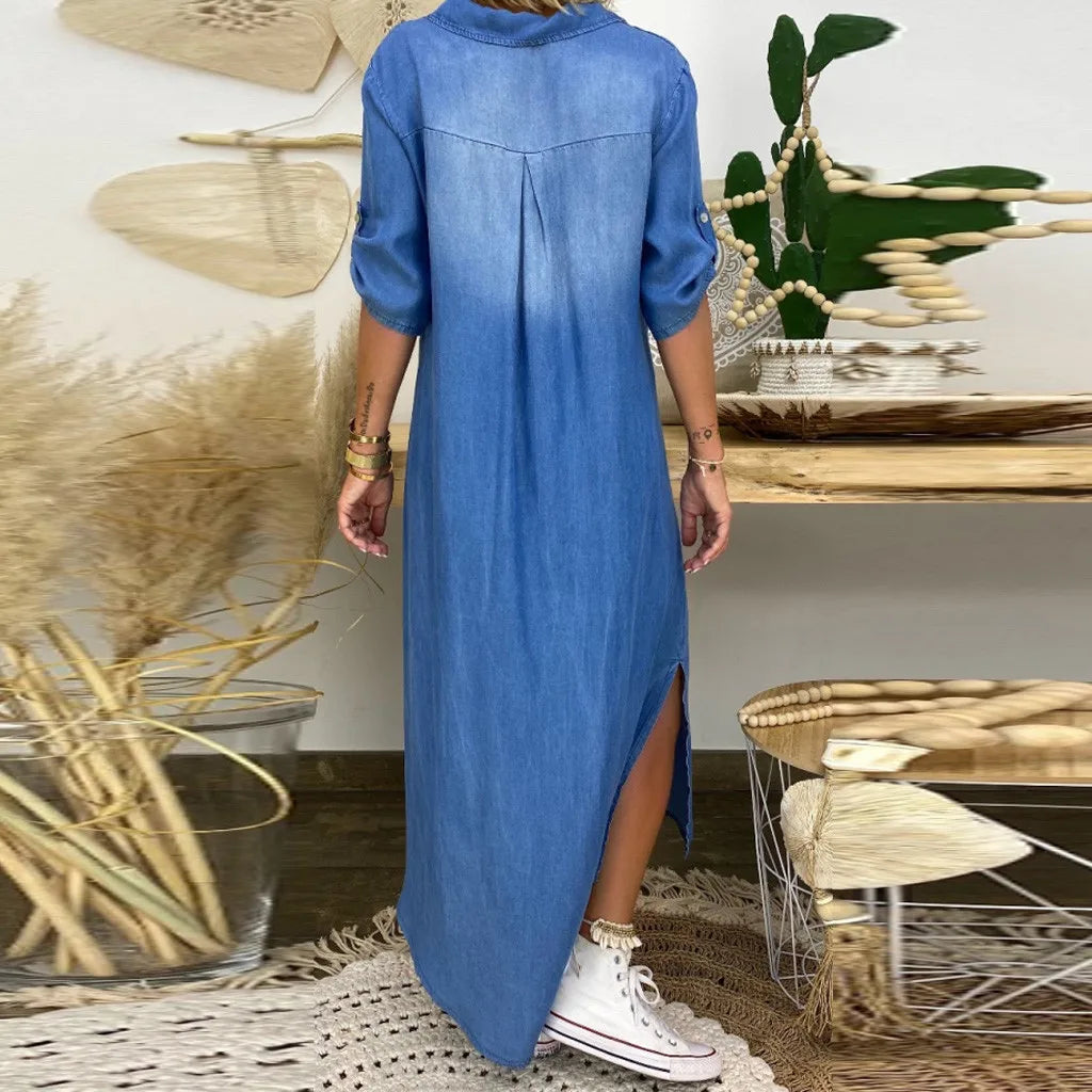 ELVA – Maxi-jurk denimlook