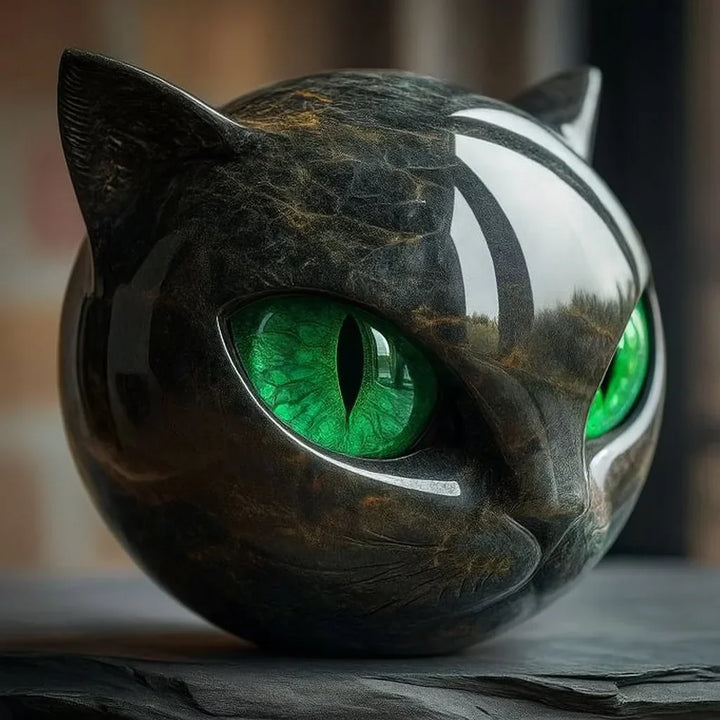NyxCharm – Beeldhouwwerk van een mystieke zwarte kattenk