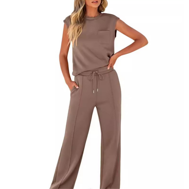 Kamila | Tweedelig mouwloos topje en broek met trekkoord in de taille