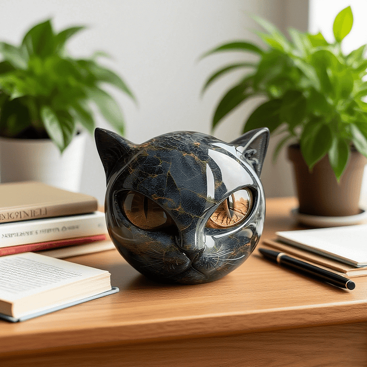 NyxCharm – Beeldhouwwerk van een mystieke zwarte kattenk