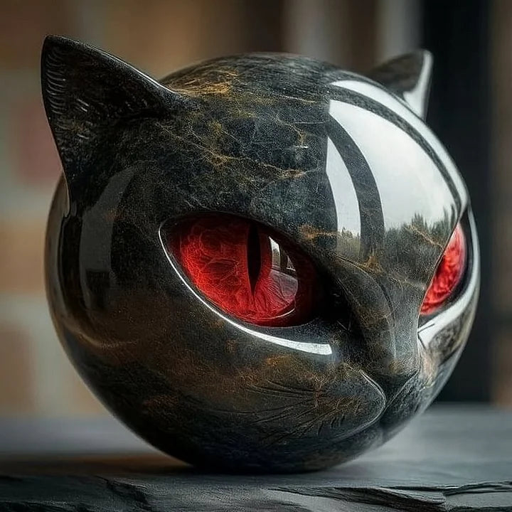 NyxCharm – Beeldhouwwerk van een mystieke zwarte kattenk
