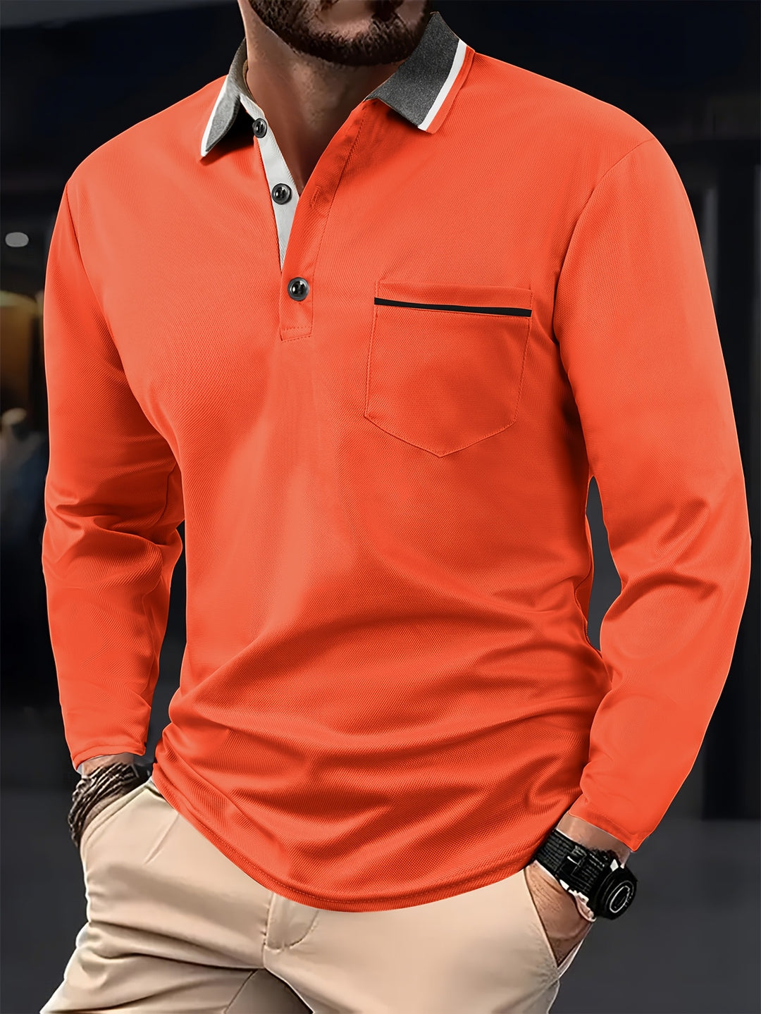 MURRAY - Stijlvolle heren polo met lange mouwen