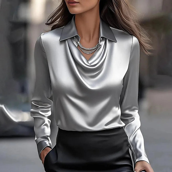 MARLENE | BLOUSE MET GEPLOOIDE HALS