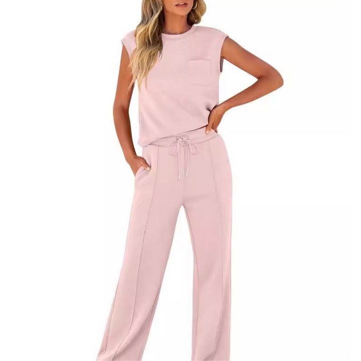 Kamila | Tweedelig mouwloos topje en broek met trekkoord in de taille