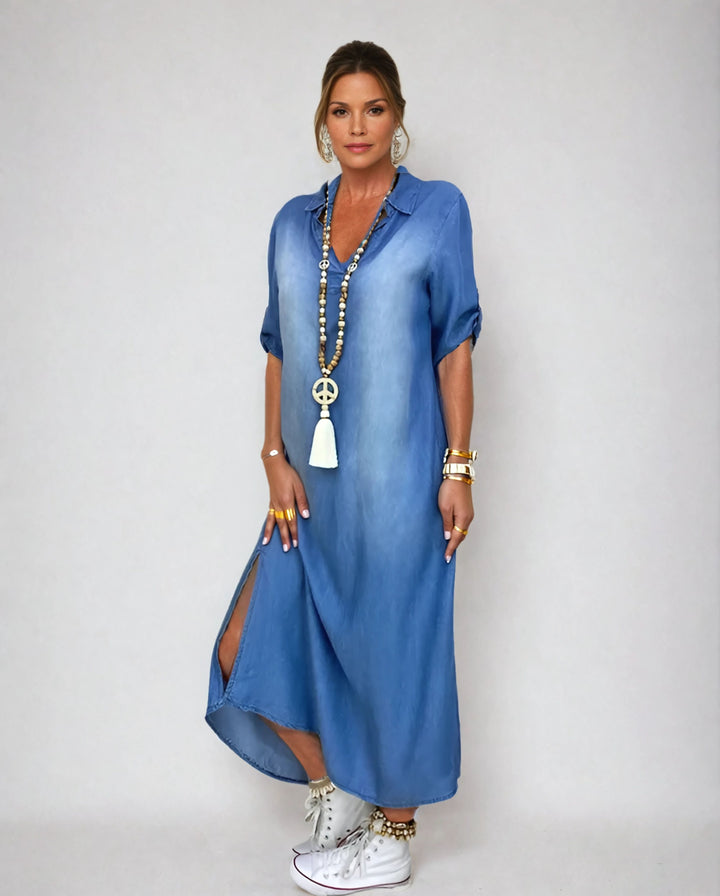 ELVA – Maxi-jurk denimlook