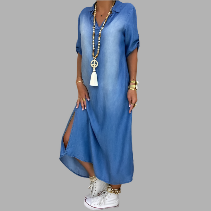 ELVA – Maxi-jurk denimlook