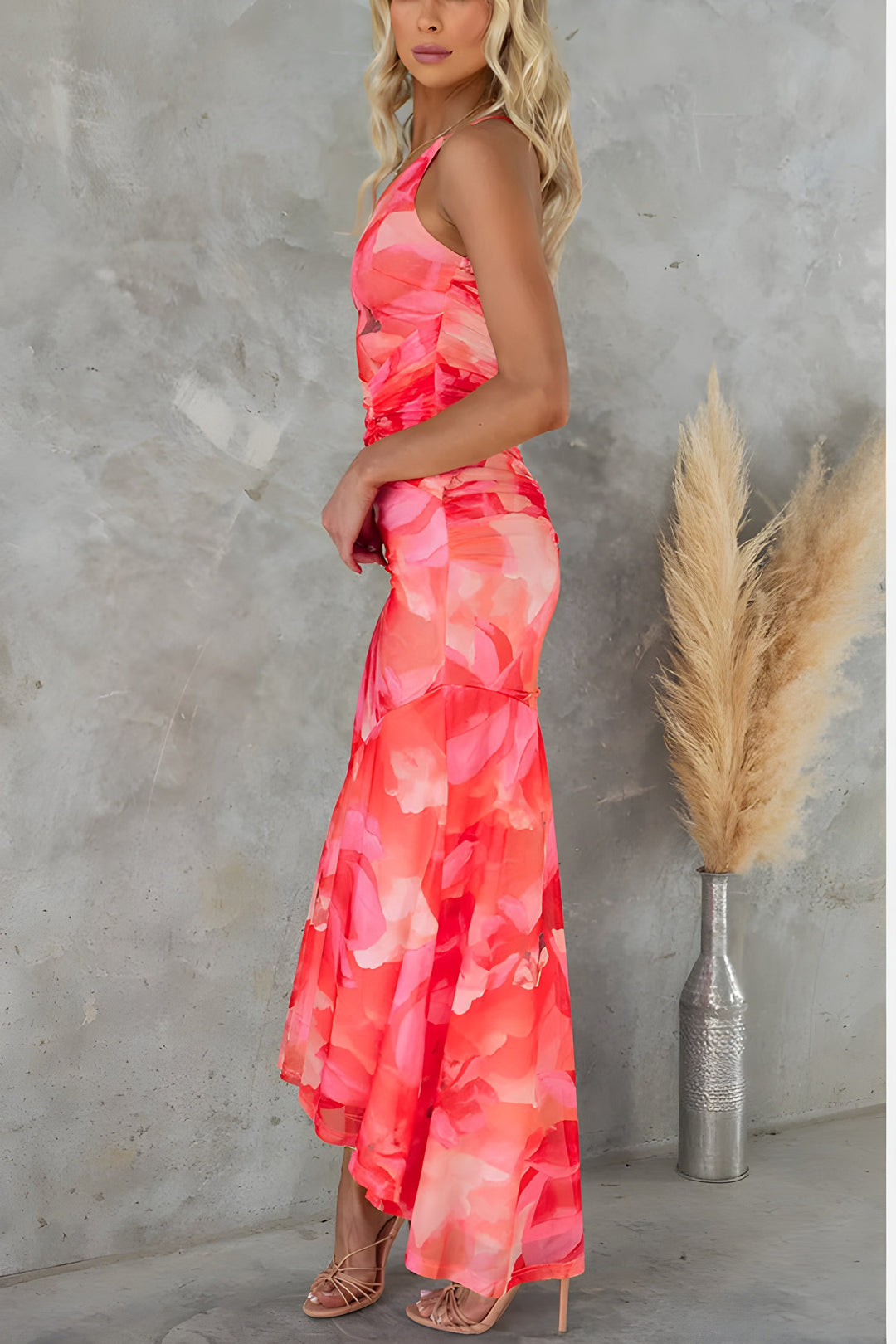 Véronique™ | Lange bloemenjurk met aquarelprint