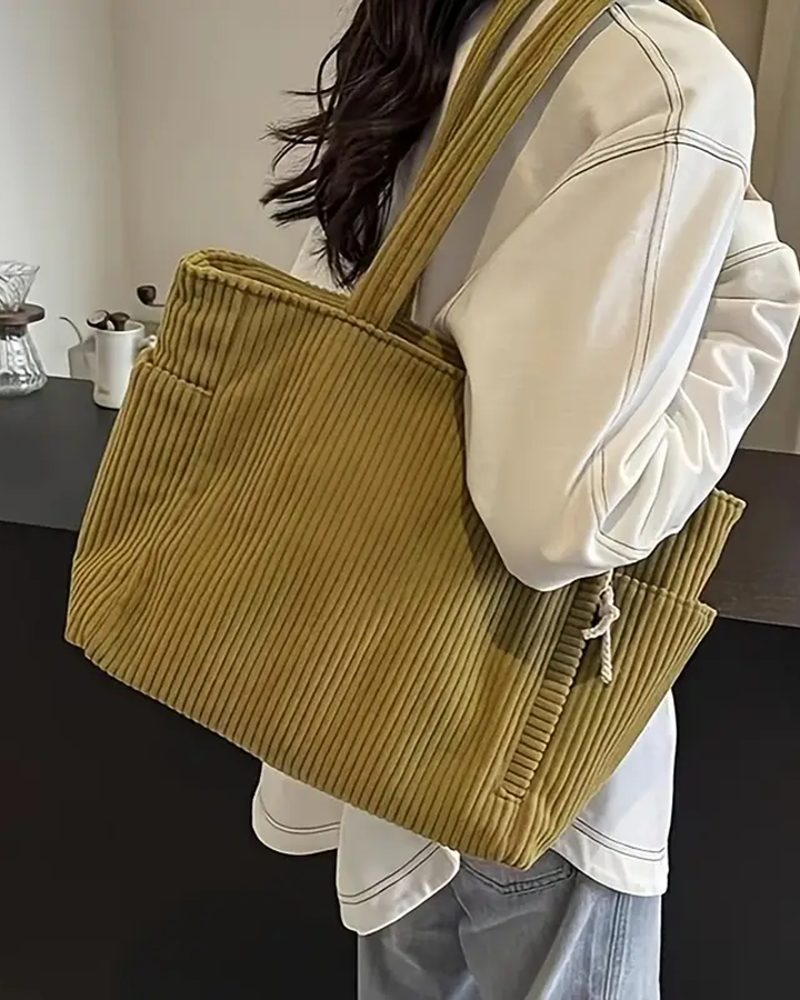 Mathilde – Geribbelde draagtas met koorddetail