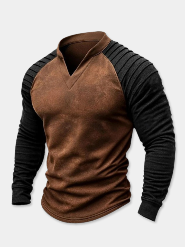 V-hals™ | Suède-effect Top met Geribde Schouders en Open Halslijn