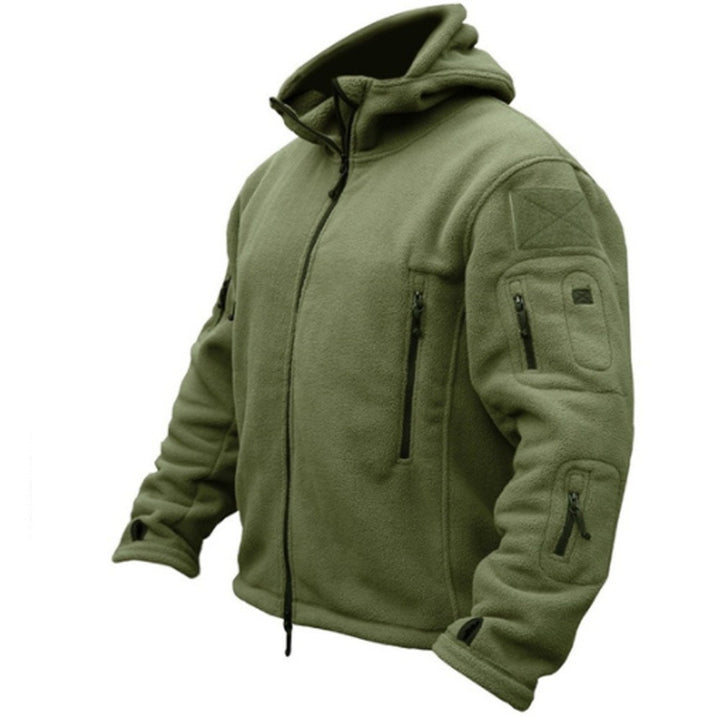 Nieuwe heren fleece outdoor warme softshell jas met capuchon