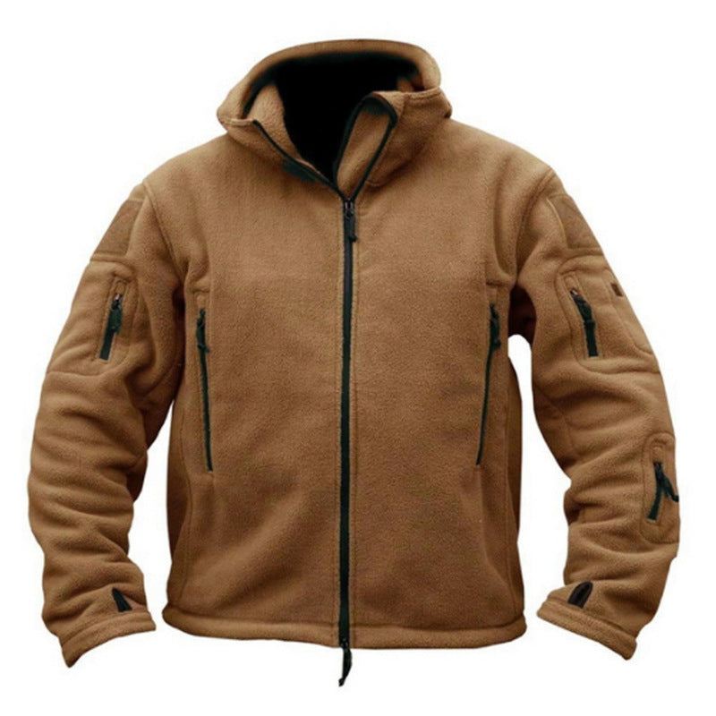 Nieuwe heren fleece outdoor warme softshell jas met capuchon