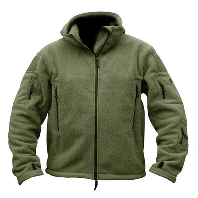 Nieuwe heren fleece outdoor warme softshell jas met capuchon