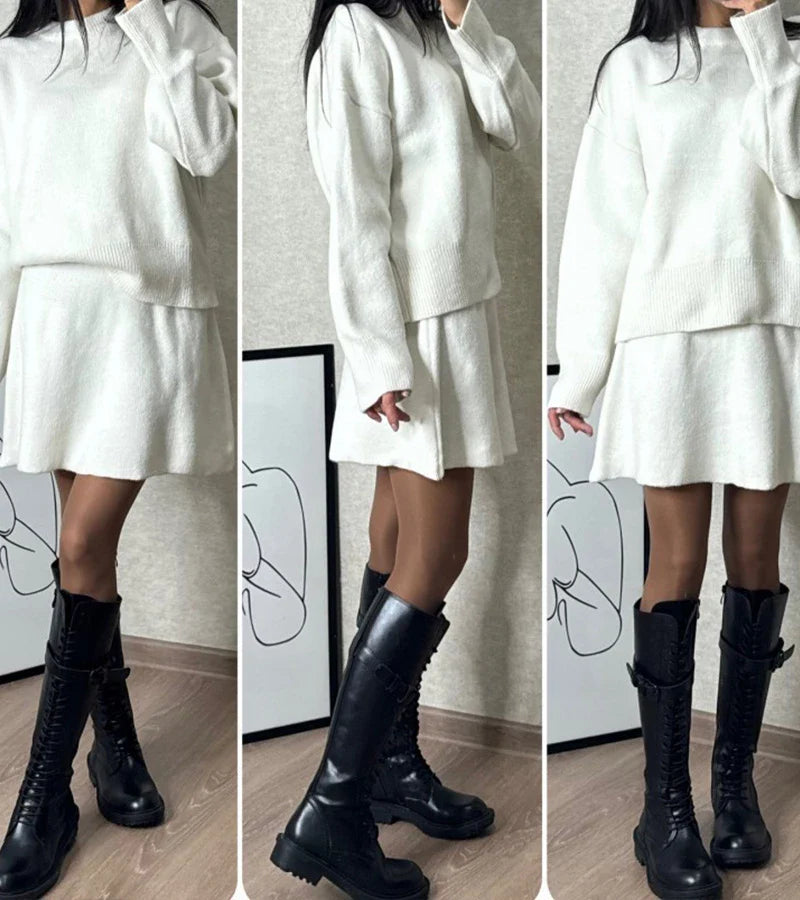 Velara | Gebreide set – oversized trui + minirok