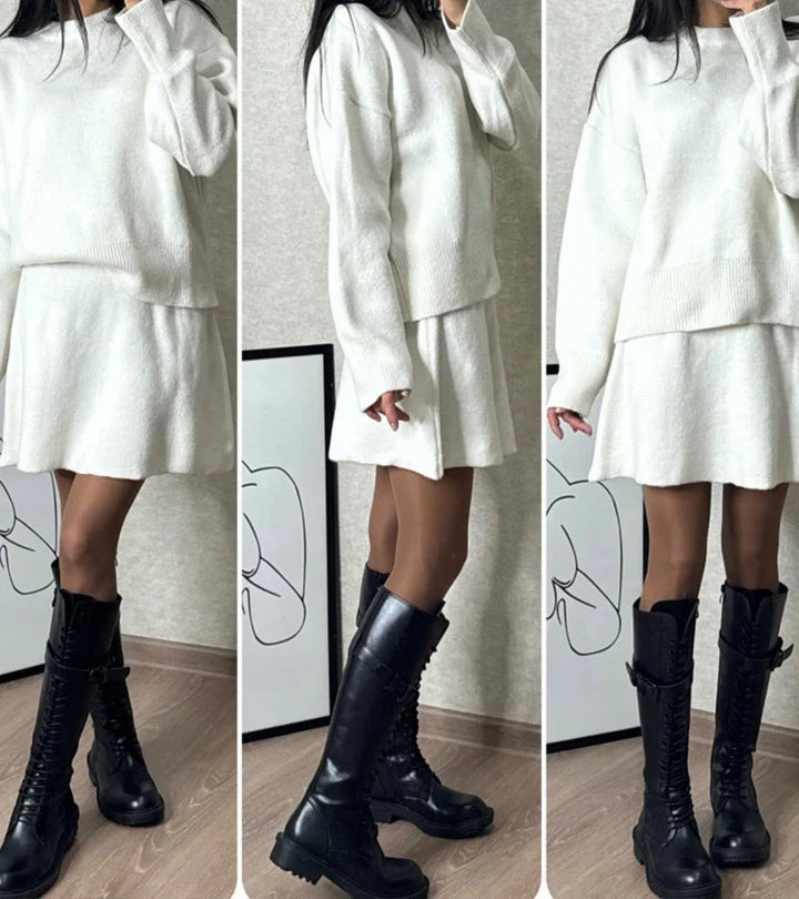 Velara | Gebreide set – oversized trui + minirok