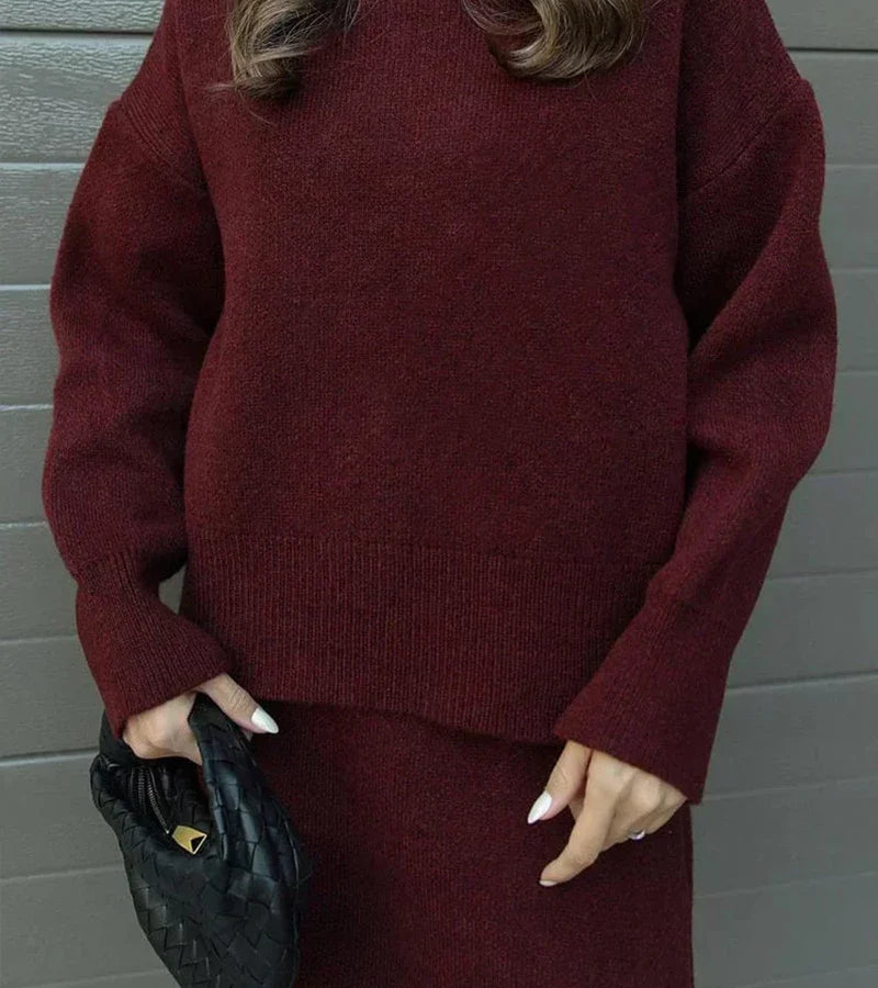 Velara | Gebreide set – oversized trui + minirok