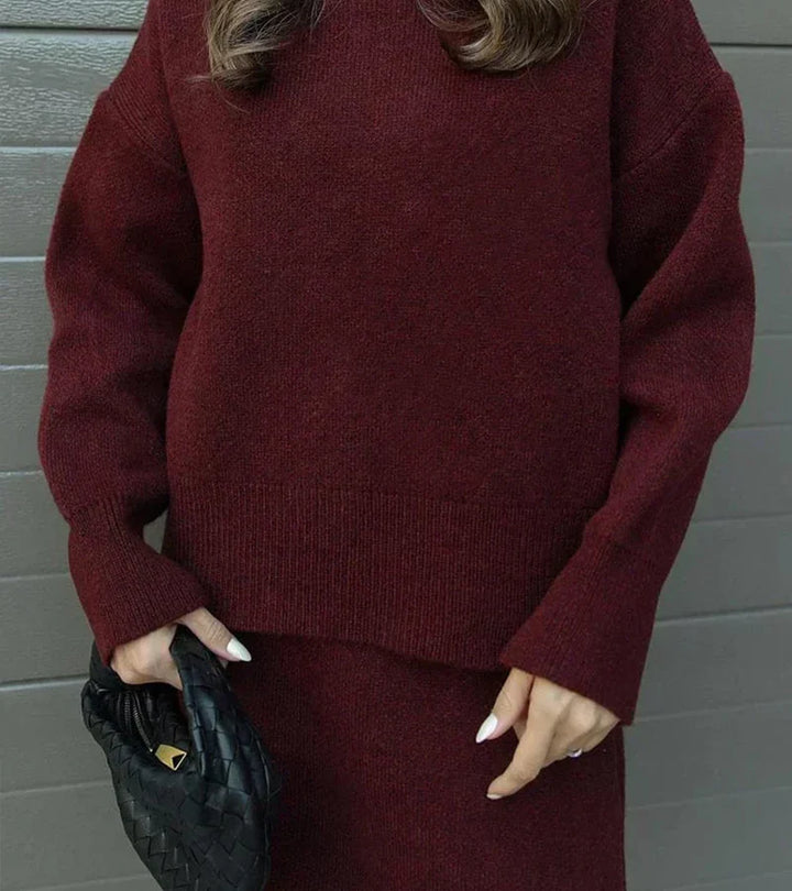 Velara | Gebreide set – oversized trui + minirok