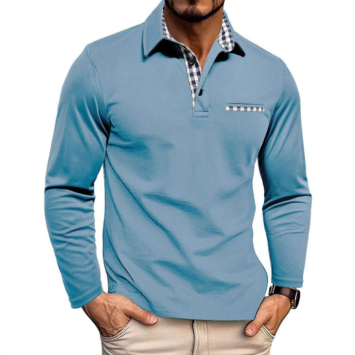 Lichtblauwe Poloshirt met lange mouwen
