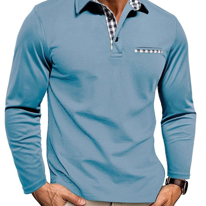 Lichtblauwe Poloshirt met lange mouwen