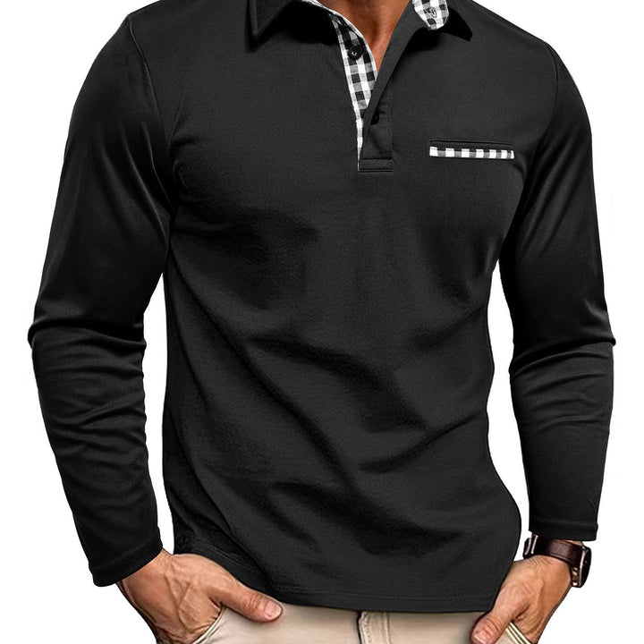 Zwarte Poloshirt met lange mouwen
