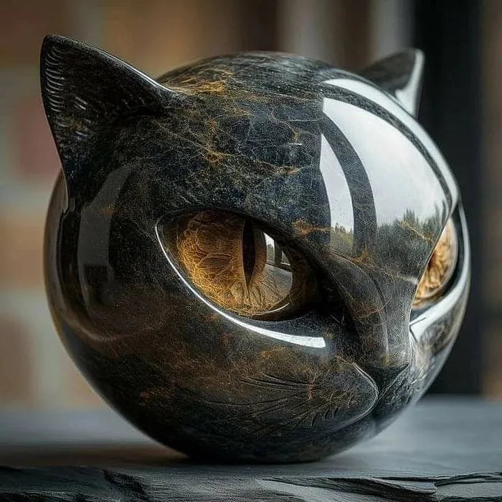 NyxCharm – Beeldhouwwerk van een mystieke zwarte kattenk