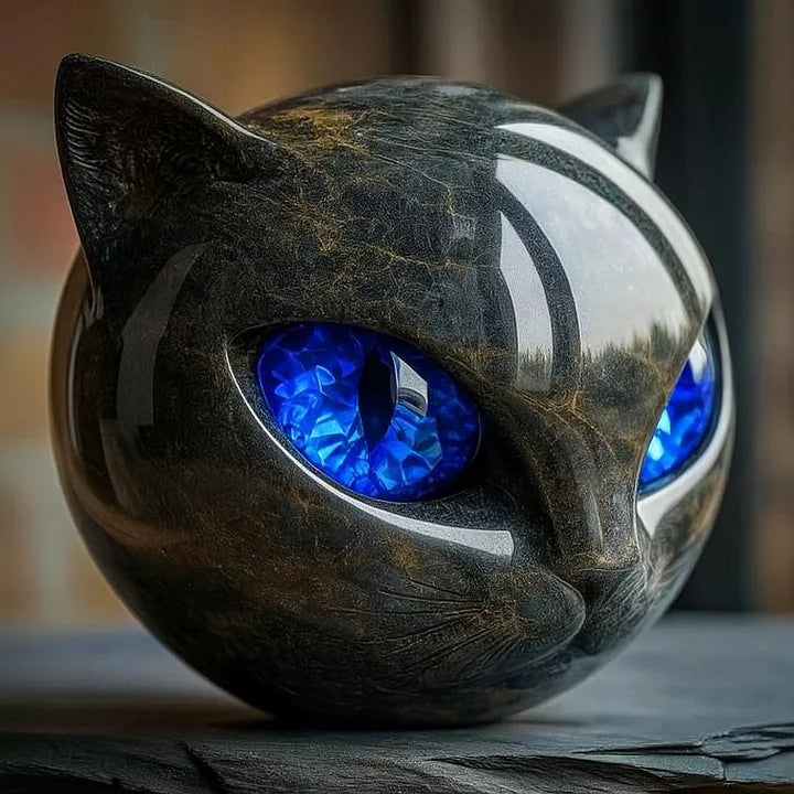 NyxCharm – Beeldhouwwerk van een mystieke zwarte kattenk