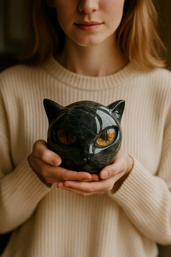 NyxCharm – Beeldhouwwerk van een mystieke zwarte kattenk