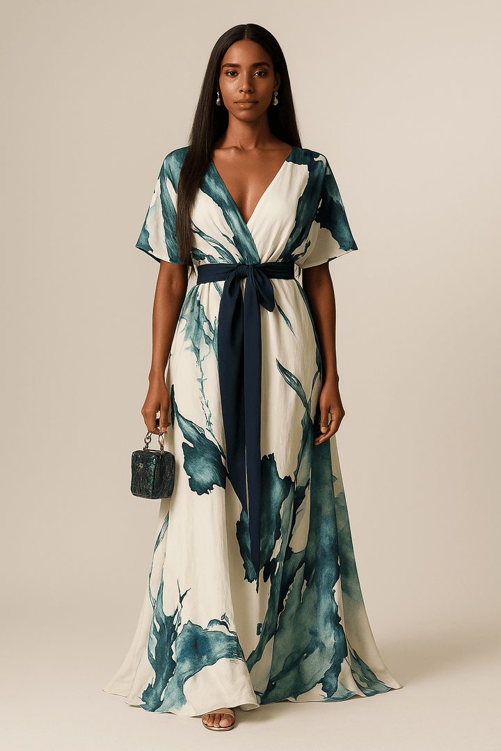 Nayla™ | Lange jurk met aquarelprint
