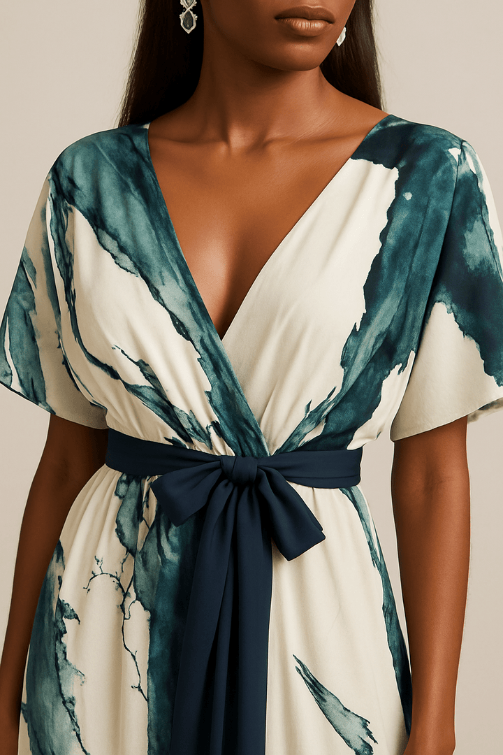 Nayla™ | Lange jurk met aquarelprint