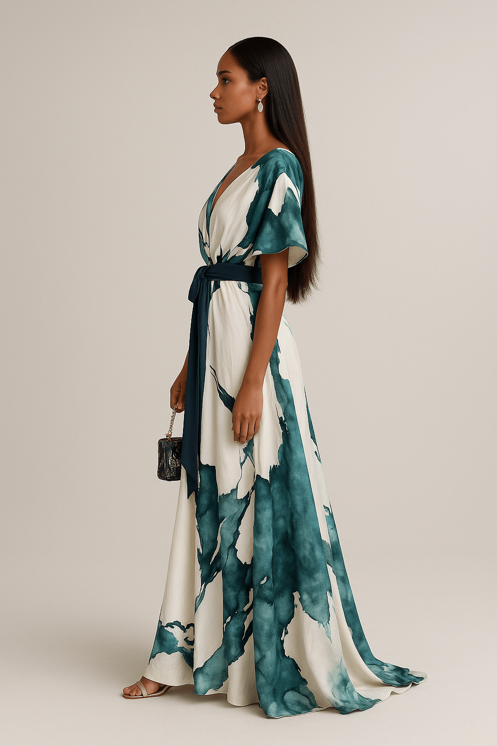 Nayla™ | Lange jurk met aquarelprint